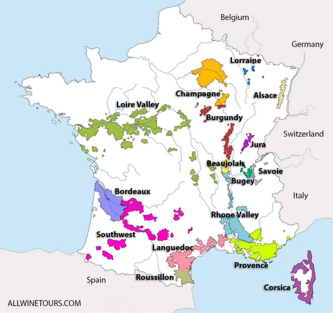 Map Of French Wine Regions All Wine Tours